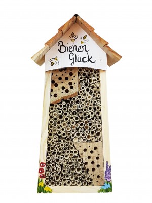 Bienenhotel groß "Bienen Glück" mit Lamellendach