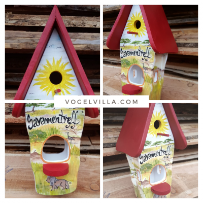 Kombiniertes Vogelhaus - Minivilla 1 "Savanne"- personalisiert