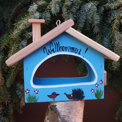 Futterhaus Berghütte klein "Willkommen"