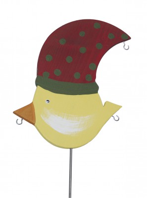 Knödelvogel groß, Mütze rot-grün gepunktet