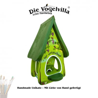 Futterhaus mit Silo - Futtervilla mini "Hier wird gezwitschert"
