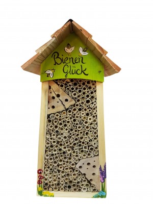 Bienenhotel groß "Bienen Glück" mit Lamellendach