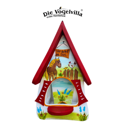 Futterhaus mit Silo - Futtervilla klein "Hier wohnt das Glück"