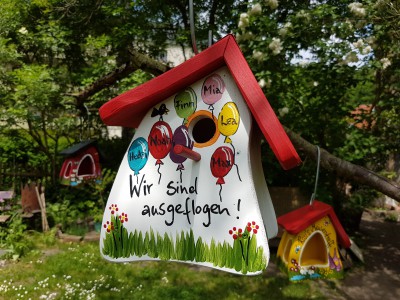 Nistkasten - Nistmini Luftballon weiß - personalisiert