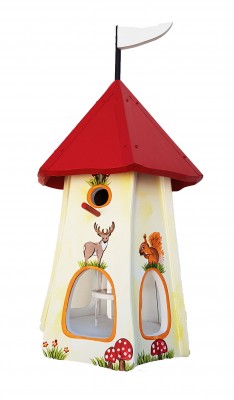 Kombiniertes Vogelhaus Turmhotel klein "Tiere des Waldes" mit Silo