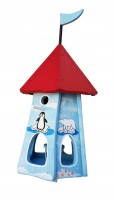 Kombiniertes Vogelhaus Turmhotel klein "Tiere des Eises" mit Silo Kombiniertes Vogelhaus Turmhotel klein "Tiere des Eises" mit Silo