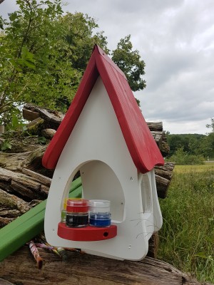 Futterhaus mit Silo - Futtervilla klein Kreativ mit 6 Farben, 1xPinsel, 1xEdding