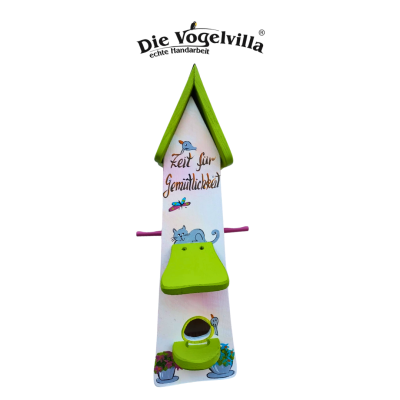 Futterhaus mit Silo - Futtertürmchen "Zeit für Gemütlichkeit"