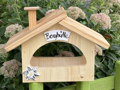 Futterhaus "Berghütte klein"- natur / edelweiß